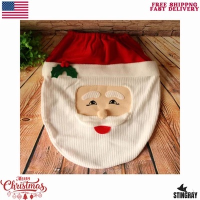 Чехол на сиденье унитаза Santa Claus — мягкое фланелевое рождественское украшение для ванной - Изображение 1 из 4