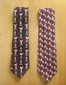 Pair of Vtg PEANUTS United Feature Syndicate SNOOPY ties Multicolor 100% Silk - Picture 1 of 6