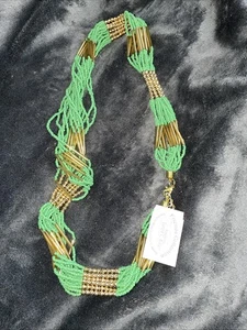  Garold Miller Friend's Collection Blue Seed Beaded Statement Necklace - Picture 1 of 5