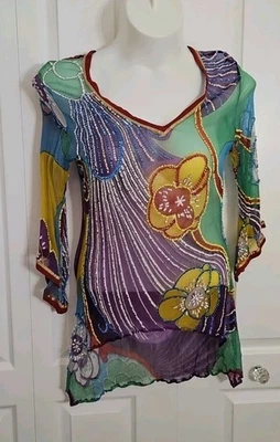 SHREY 女式泳装遮瑕海滩连衣裙中号透明亮片珠 — 第 1/4 张图片