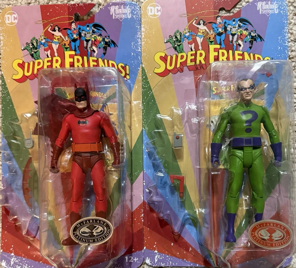 DC McFarlane Super Friends Figures BATMAN + RIDDLER Platinum Chase! FREE SHIP! - Image 1 of 1