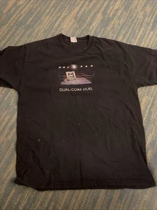 Vintage AMD 64 Dual Core Computer Faded Black T-Shirt Large Technical Knockout - Bild 1 von 7