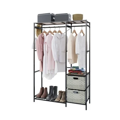 Estantes de tela para armario con estantes 2 cajones de mimbre y 4 ganchos armario de alta resistencia Foto 1 de 4