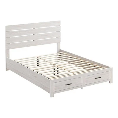 Cama de armazenamento Coaster Brantford Farmhouse madeira queen branco costeiro - Imagem 1 de 4