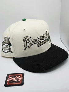 Atlanta Braves 30th Season 2 Tone Fitted Cap Hat With Corduroy Brim Rare 7 5/8 - Picture 1 of 7