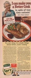 1944 Vintage SPRY Vegetable Shortening Chicken Biscuit Gravy Food Print Ad - Picture 1 of 1
