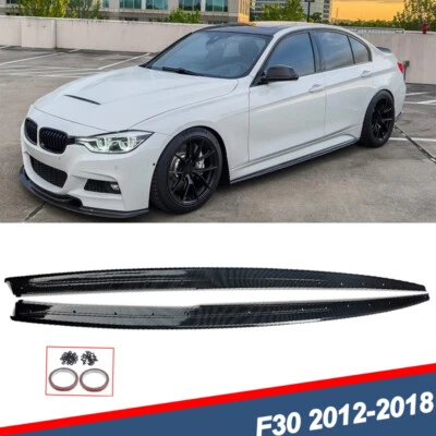 For BMW 3 Series F30 F31 335i 2012-2018 Side Skirt Extension Blades Carbon Style - Image 1 of 4