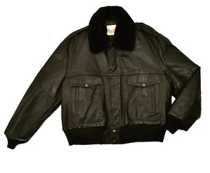 Chaqueta de Vuelo de Cuero Marrón Excelente A-2 XL 48 Cuello de Piel Emar Cremallera EE. UU. ¡EX! - Imagen 1 de 10