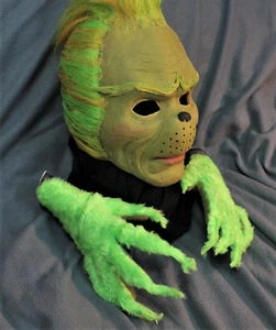 GRINCH latex MASK + 2 Gloves COSPLAY The Grinch Christmas Costume Halloween art - Picture 1 of 24