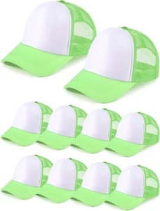 10 Pcs Sublimation Blank Trucker Hats Bulk Mesh Baseball Cap Polyester Mesh Grn - Picture 1 of 6