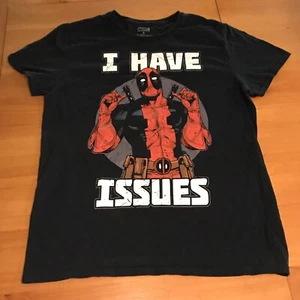 Marvel Dead Pool Mens T-Shirt Size L Black I Have Issues Short Sleeve - Picture 1 of 5