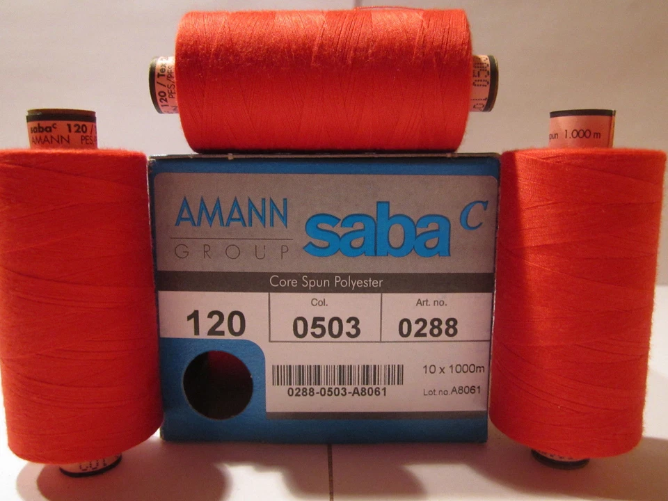 0,004€/1m) 2 x 1000 m Polyester Nähgarne AMANN / SABA Stärke 120 Rot