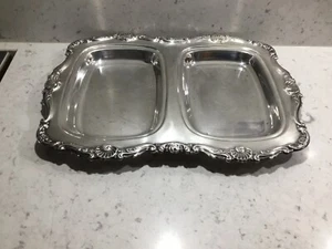1950’s Chrome Hors D’oeuvres Double dish. Art Nouveau style 13” x 9.5” England - Picture 1 of 11