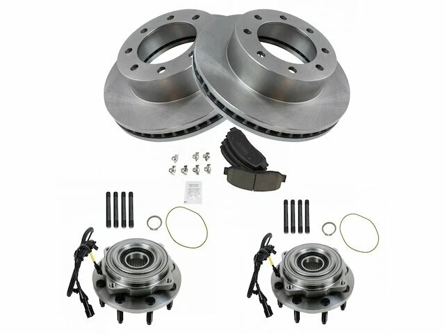 Kit de pastilha de freio e rotor TRQ dianteiro compatível com Ford F350 Super Duty 2005-2010 4WD 13HGGW - Imagem 1 de 1