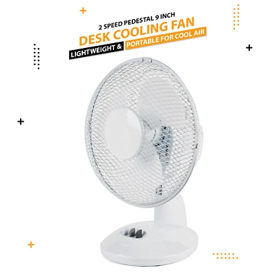 PORTABLE DESK FANS COOLING 9 inch DESK FANS OSCILLATING 2 SPEED FAN HOME OFFICE - Image 1 of 4