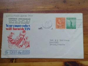 1944 WWII Patriotic Empty Tubes will Furnish Tin to Can the Axis Envelope Hitler - Picture 1 of 4