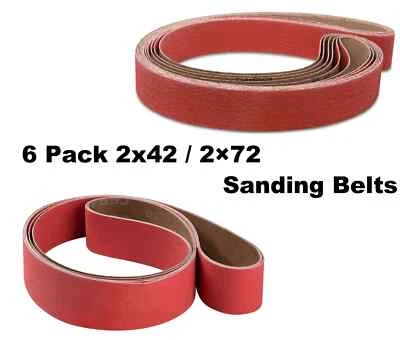 6 Pack 2x42 2×72 Ceramic Grinder Sanding Grinding Belts36-120Grit Metal Steel - Image 1 of 4