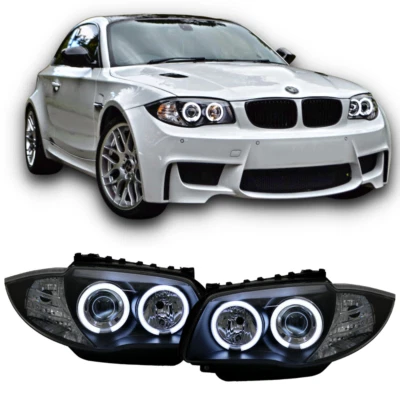 DEPO/ TYC Phares avant Angel Eyes CCFL avec Fond noir H7/H7 BMW serie 1 E87/ E88/ E82/ E81
