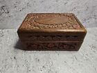 Vintage Jewellery Box Trinket Hand Carved Timber Wooden 