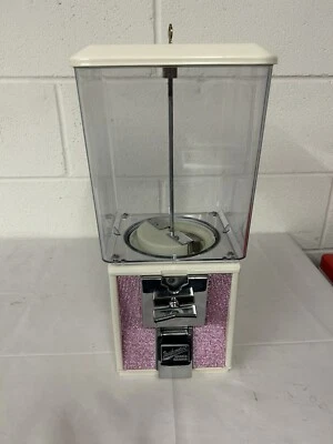 NORTHWESTERN SUPER 60 VENDING SWEET GUMBALL MACHINE LIGHT IVORY/PINK GLITTER - Image 1 of 4