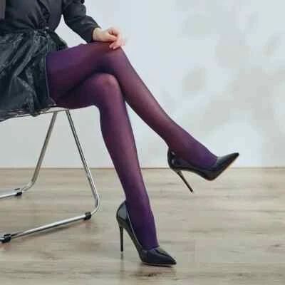 Medias opacas color caramelo para mujer, pantimedias cálidas y elegantes, naranja, púrpura, azul Foto 1 de 4