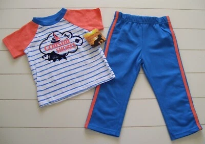 Boys Sunshine Baby 2 Pc Coastal Shores Fish Nautical Shirt & Pants Outfit Sz 18M - Image 1 of 4