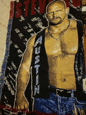 Vtg Northwest Company WWF Wrestlemania Stone Cold Steve Austin Blanket Woven Cover
