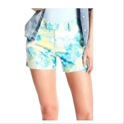 Pantalón Corto Chino Anthropologie Level 99 Mezcla Lino Floral Azul y Amarillo Talla 32 Foto 1 de 4