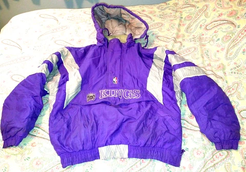 Vintage Sacramento Kings Starter  Pull Over Jacket Authentics NBA Sz L VG Cond Cover