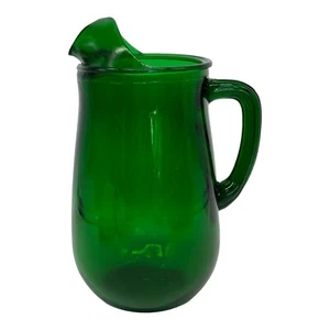 Vintage MCM Anchor Hocking Smaragdgrün Prise Ausguss Wasser Saft Krug 8" hoch - Bild 1 von 10