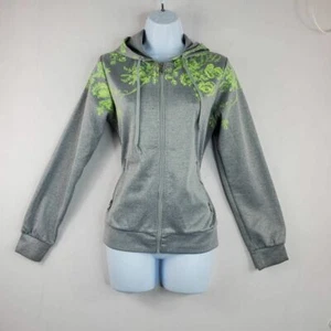 Bolang Girls Full Zip Hoodie Gray Green Floral Heathered Drawstring Pockets 4XL - Picture 1 of 10