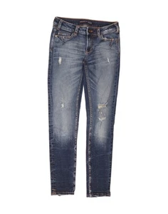 ZARA Womens Distressed Skinny Jeans EU 34 XS W29 L28 Navy Blue BB02 - Picture 1 of 3