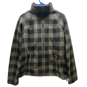 Columbia Full Zip Fleecejacke Damen Large navy grau kariert Outdoor Wandern - Bild 1 von 16