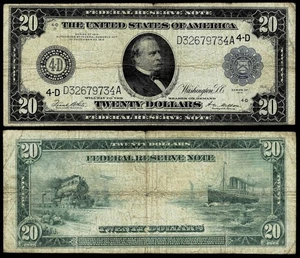 1914 $20 Federal Reserve Note CLEVELAND,OHIO , FINE - Picture 1 of 1