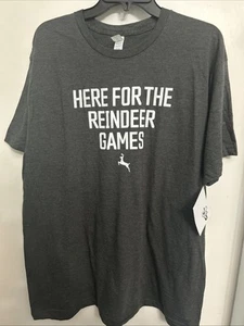 ‘Here For The Reindeer Games’ Graphic Tee T-Shirt Mens Size XL Gray NWT - Picture 1 of 2
