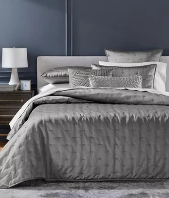 Hotel Collection "Glint" 3 Pc QUEEN Coverlet Set W/Shams, Charcoal Gray, New! - Image 1 of 4