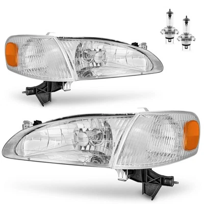 Pair Headlights For 1998-2000 Toyota Corolla Chrome Headlamps W/Bulbs L+R,Used Foto 1 de 4