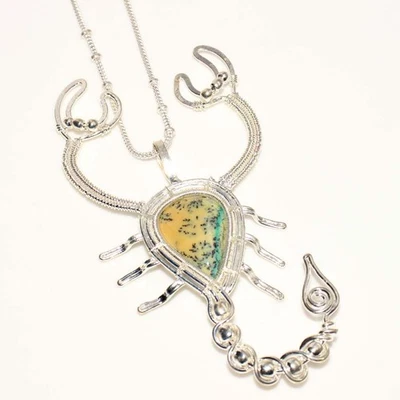 Collar Dendrítico Miel Escorpión Envuelto en Alambre Talla 24" GW Foto 1 de 3