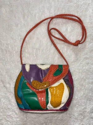 Vintage Sharif Bright Colors 1990s Multicolor Lizard Leather Retro - Image 1 of 4