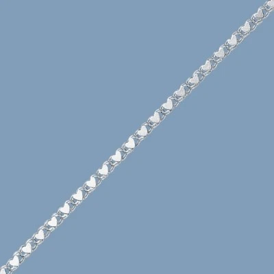 3D 3mm Mirror Heart Reversible Bracelet  Solid 14K White Gold Free Shipping - Image 1 of 2