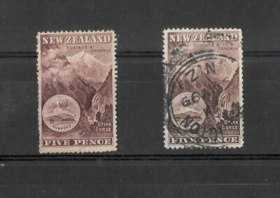Nueva Zelanda 1898 QV 5d Montaje Ruapehu ambos tonos, sin wmk, SG 253/253a (N146) Foto 1 de 2
