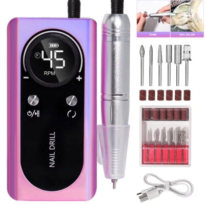45000RPM Electric Portable Nail Drill Machine Rechargeable Low Noise Sander File - Image 1 of 4