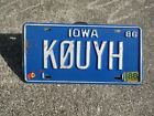 Iowa 1986 / 88 Ham Radio license plate  #  K0UYH