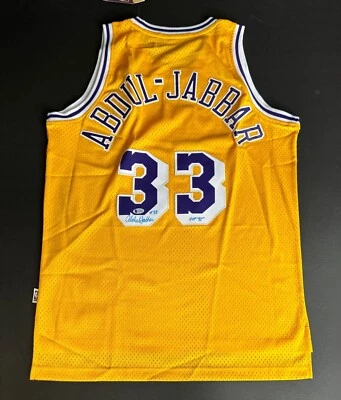 Kareem Abdul Jabbar Signed Authentic Adidas Hardwood Classic Lakers Jersey BAS - Image 1 of 4