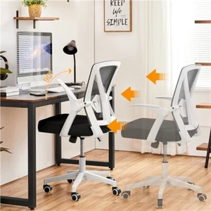 Office Computer Chair Adjustable Mid-Back with Armrest and Lumbar Support White - Picture 1 of 12