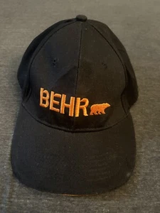 BEHR Paint Hat Black Orange Bear Logo OSFM Adjustable Ships Free - Picture 1 of 11