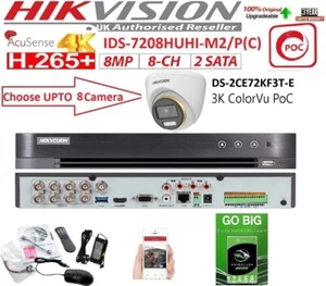 4K HIKVISION 8 KANAL DVR POC SYSTEM 6MP POC DOME ColorVU KAMERA DS-2CE72KFT-E - Bild 1 von 13