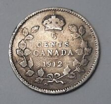 1912 Canada 5 Cents Coin (92.5% Silver) Coin - King George V   "STERLING SILVER"