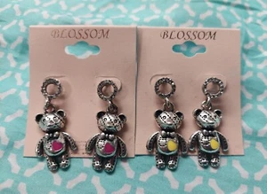 Two Pairs of Silver-color Teddy Bear Earrings - Picture 1 of 4