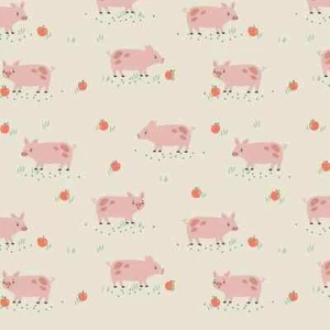 Farm Days Pigs on Cream by Dashwood Studio 100% Cotton Animal Fabric Fat Quarter - Picture 1 of 1